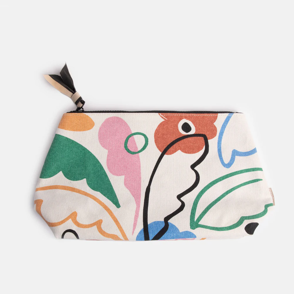 Abstract Botanical Coated Canvas Beauty Bag
