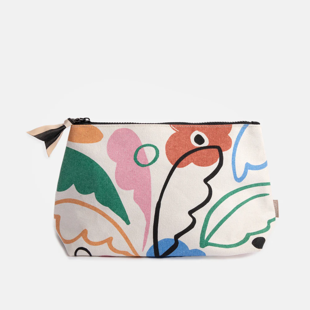 Abstract Botanical Coated Canvas Beauty Bag - Image 2