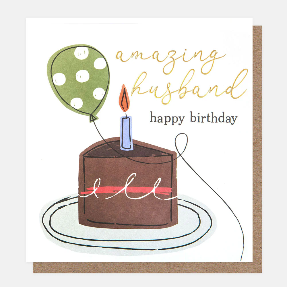Amazing Husband Happy Birthday Cake & Green Balloon