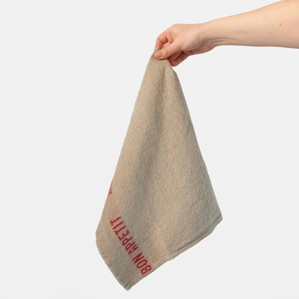 Beige/Red Bon Appetit Linen Tea Towel