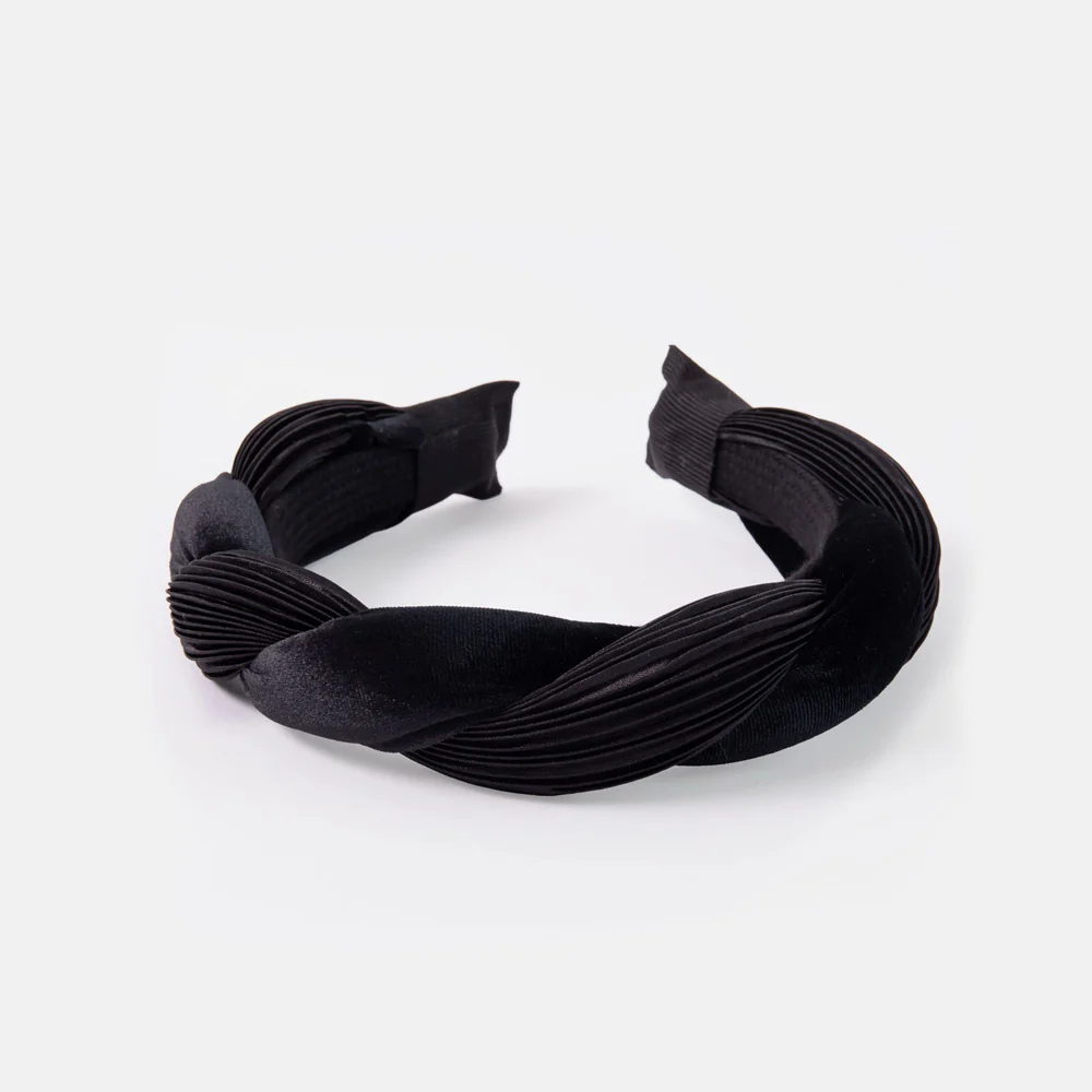 Black Velvet & Silk Twisted Headband