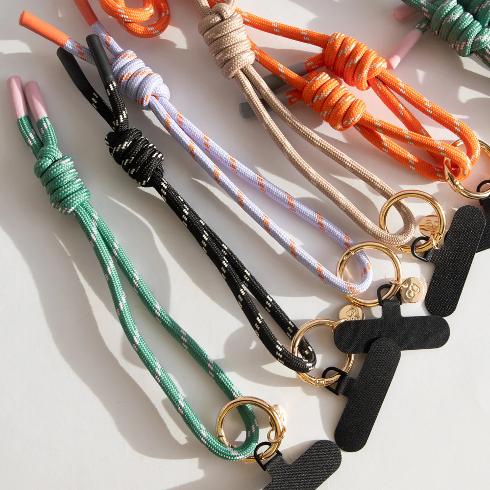 Black/White Cord Wristlet Phone Strap - Image 3