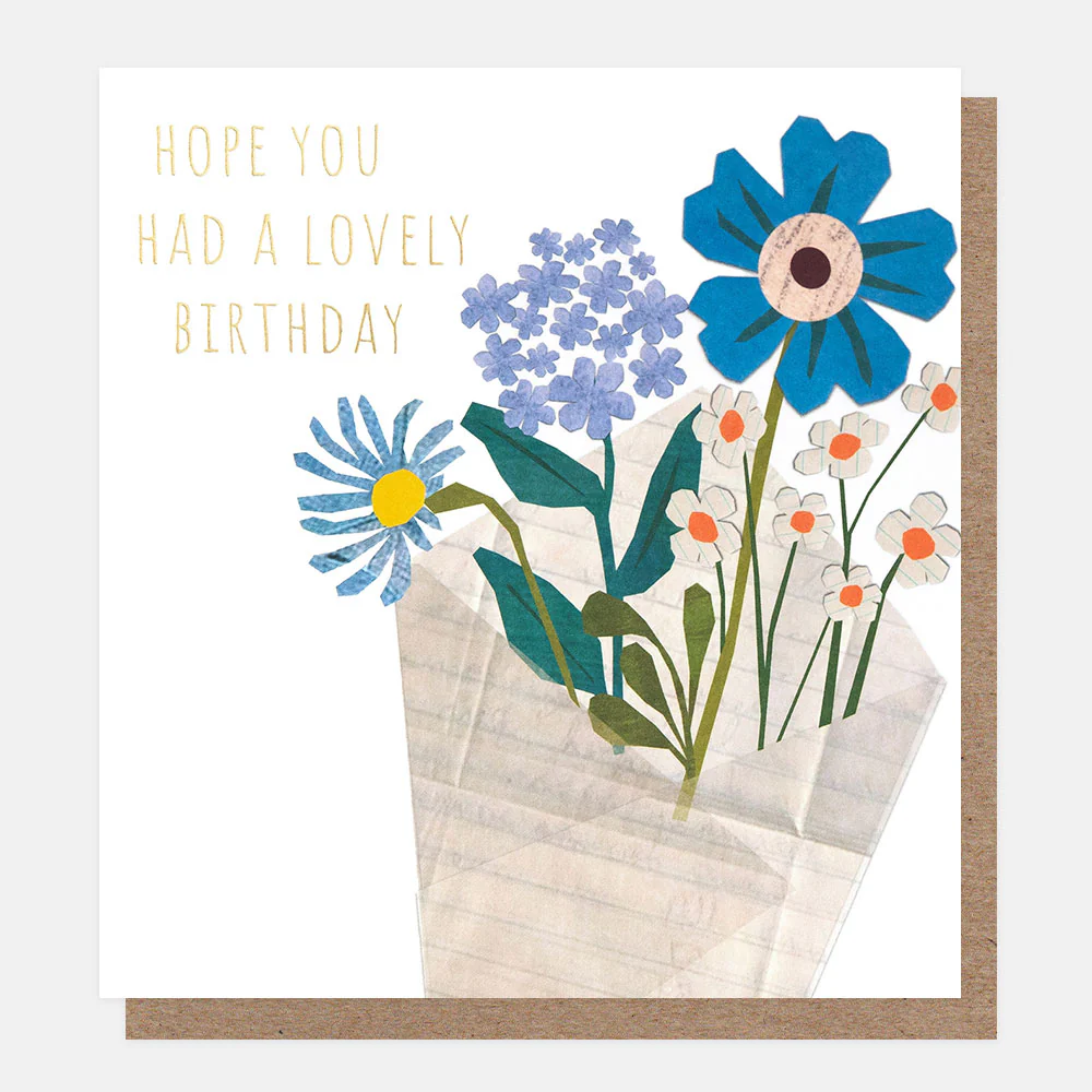 Blue Flowers Hope You Had A Lovely Birthday Card