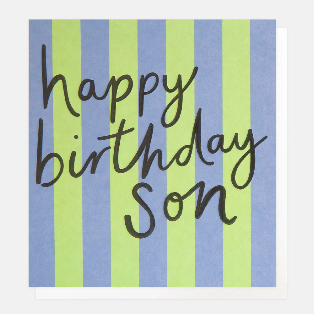 Blue/Green Stripe Birthday Card For Son
