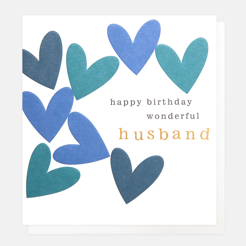 Blue Hearts Birthday Card For Husband