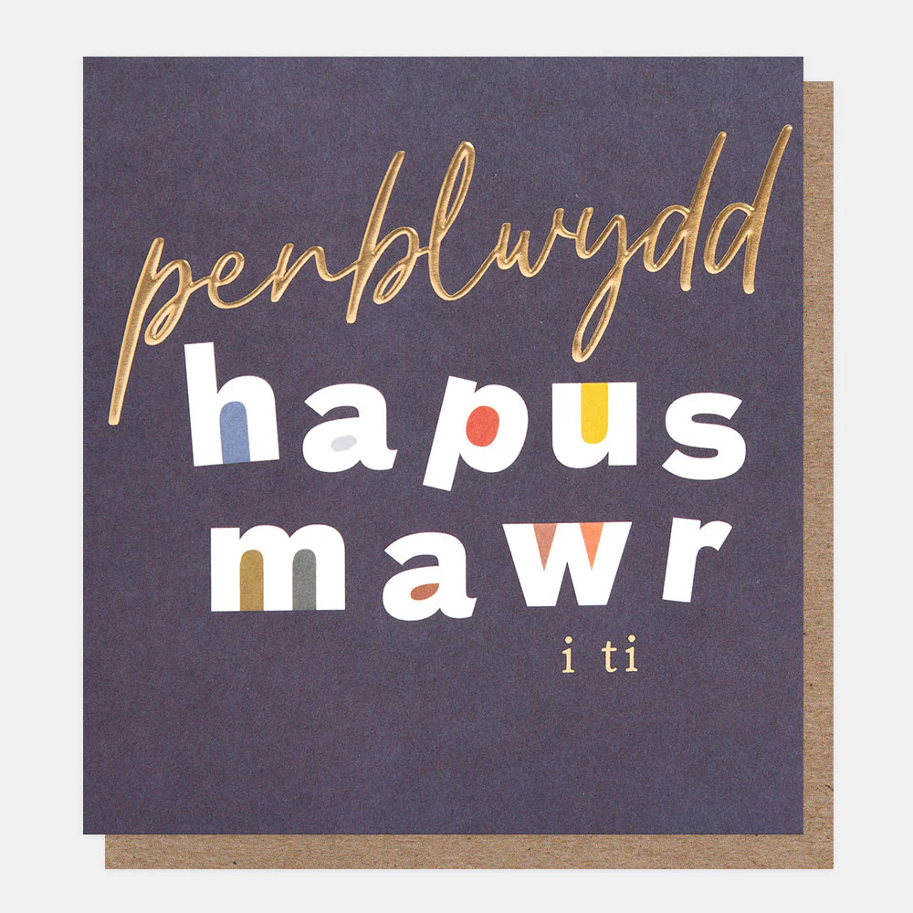 Bold Text Penblwydd Hapus Welsh Language Birthday Card