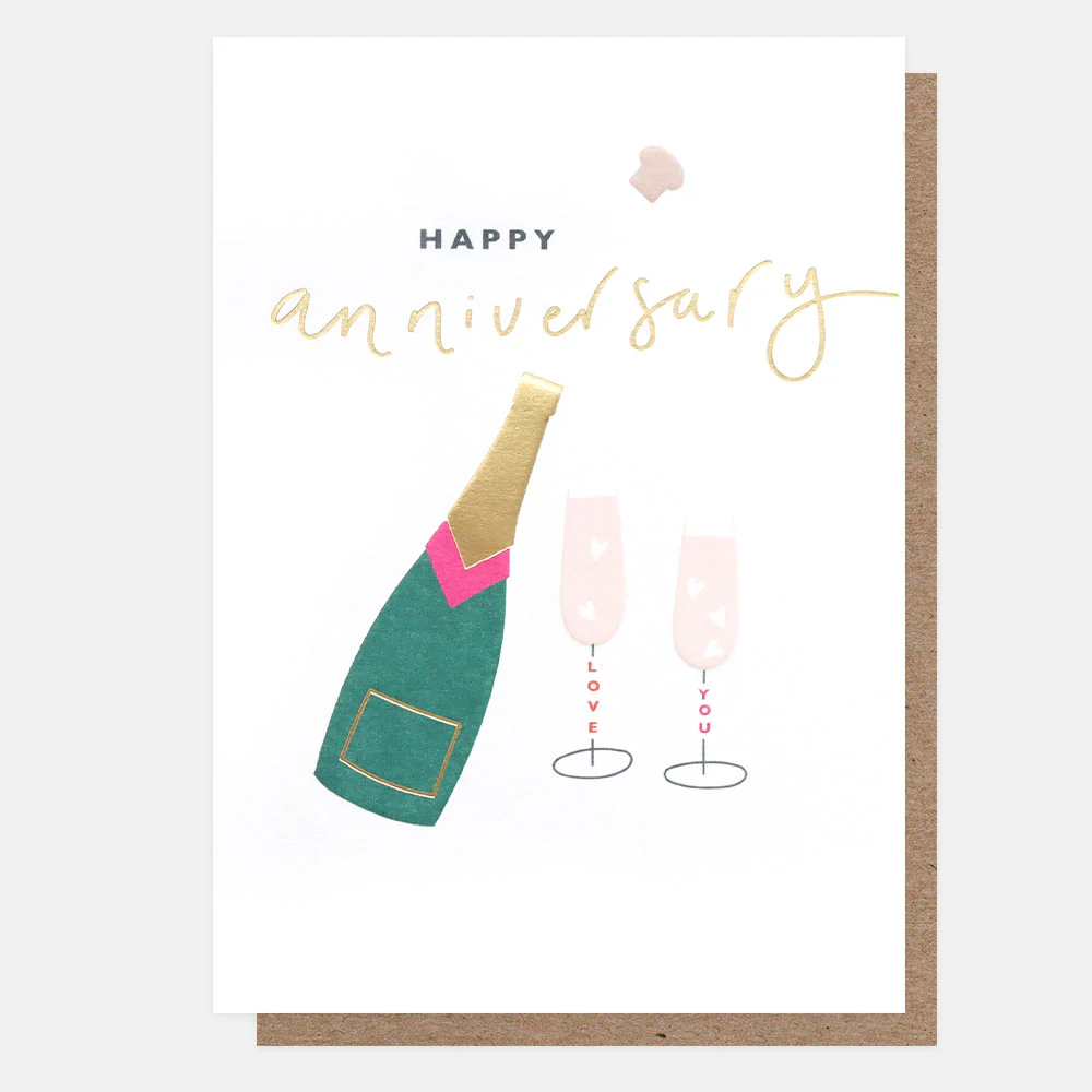 Bottle & Glasses Anniversary Card
