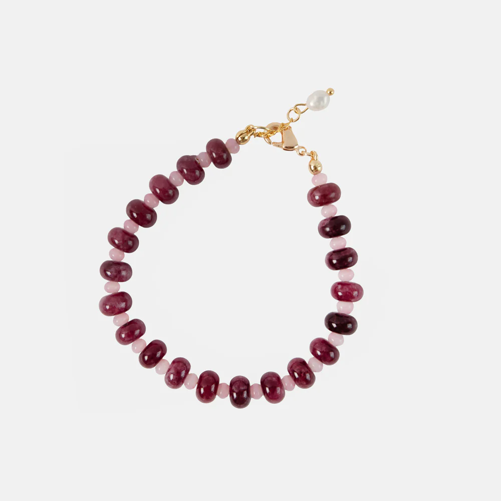 Burgundy & Pink Beaded Bracelet