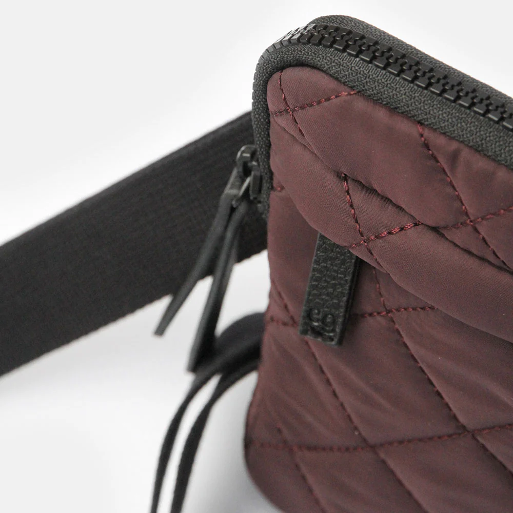 Burgundy Quilted Phone Pouch Bag - Image 2