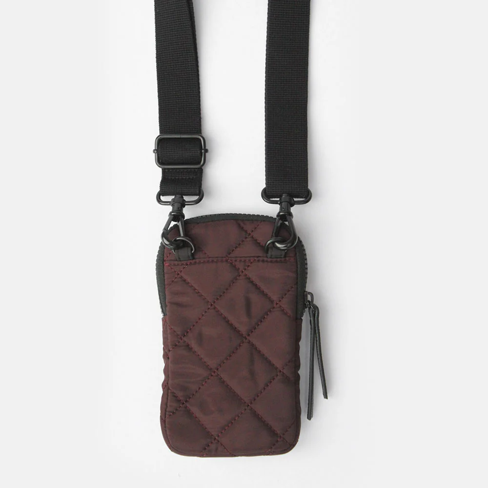 Burgundy Quilted Phone Pouch Bag - Image 3