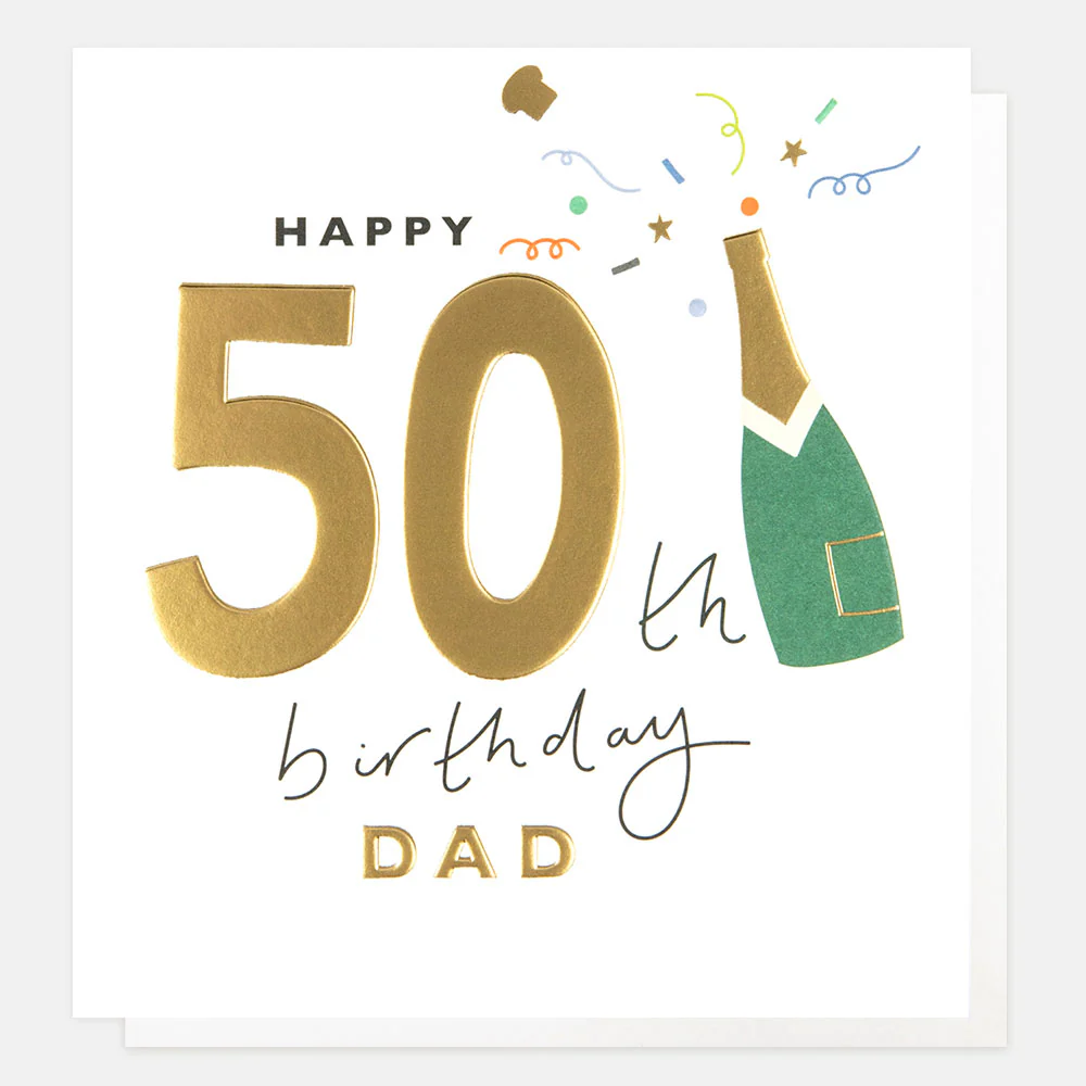 Champagne Bottle 50th Birthday Card For Dad