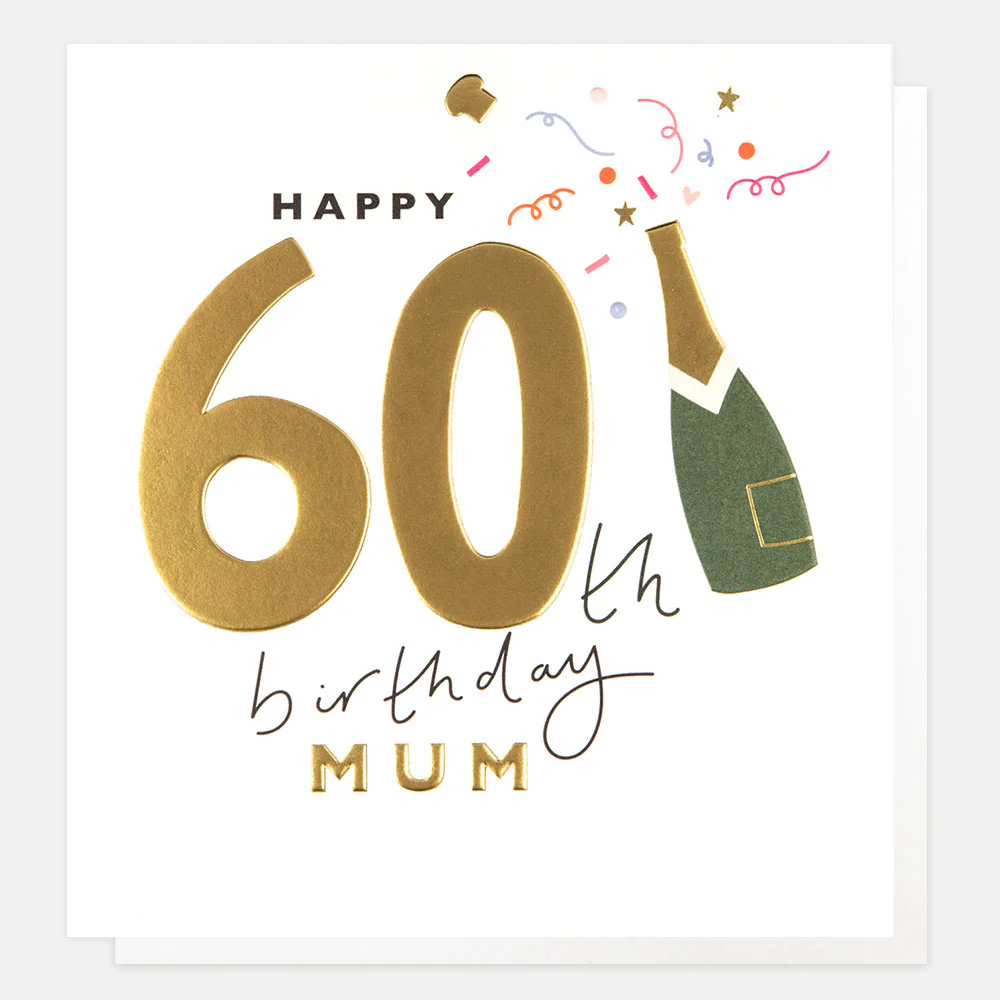 Champagne Bottle 60th Birthday Card For Mum