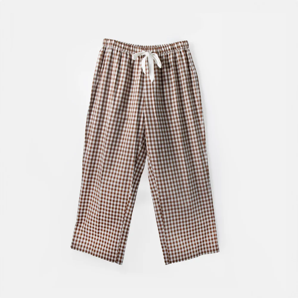 Chocolate Gingham Cotton Lounge Pants