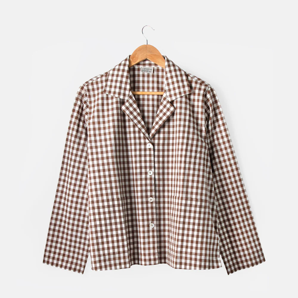 Chocolate Gingham Cotton Pyjama Shirt