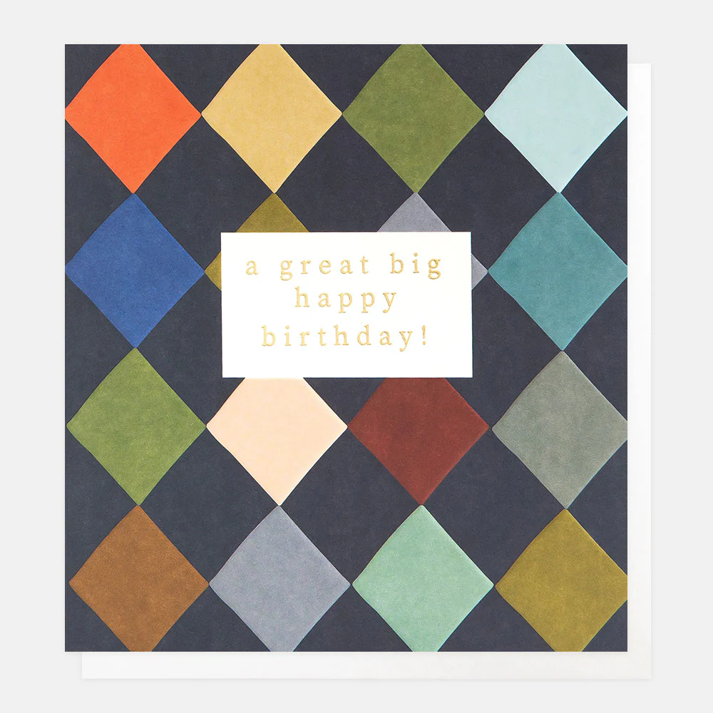 Colourful Harlequin Check Birthday Card