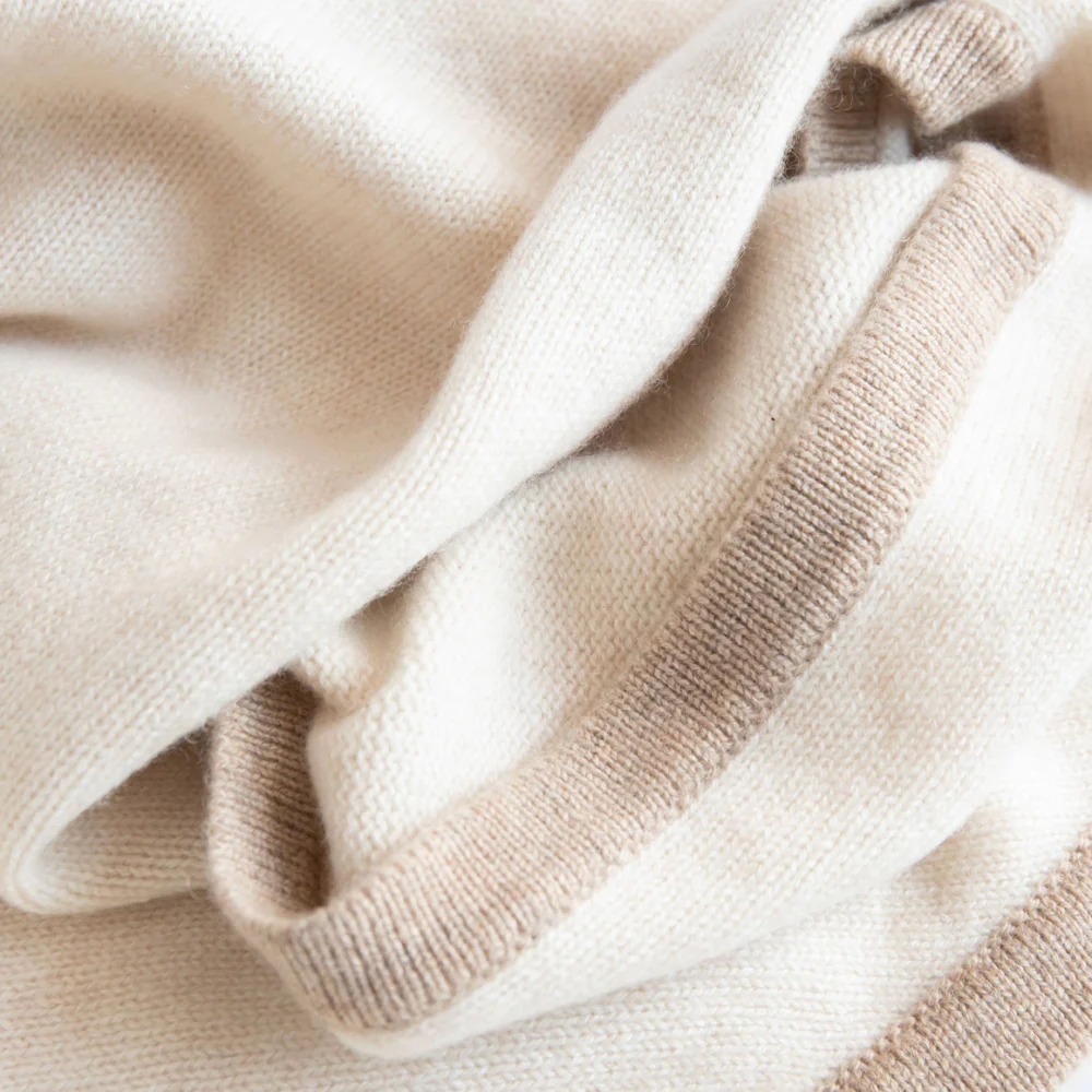 Cream/Taupe Cashmere Triangle Scarf - Image 2