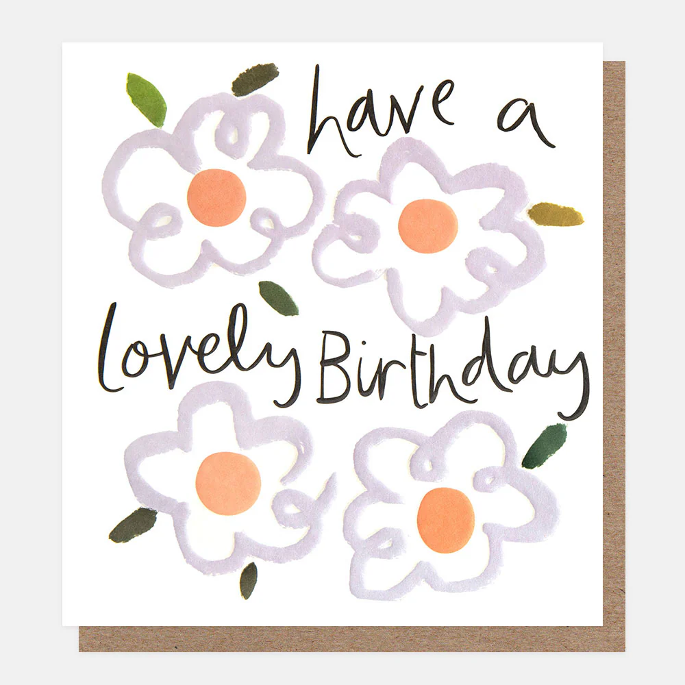 Doodle Flowers Lovely Birthday Card
