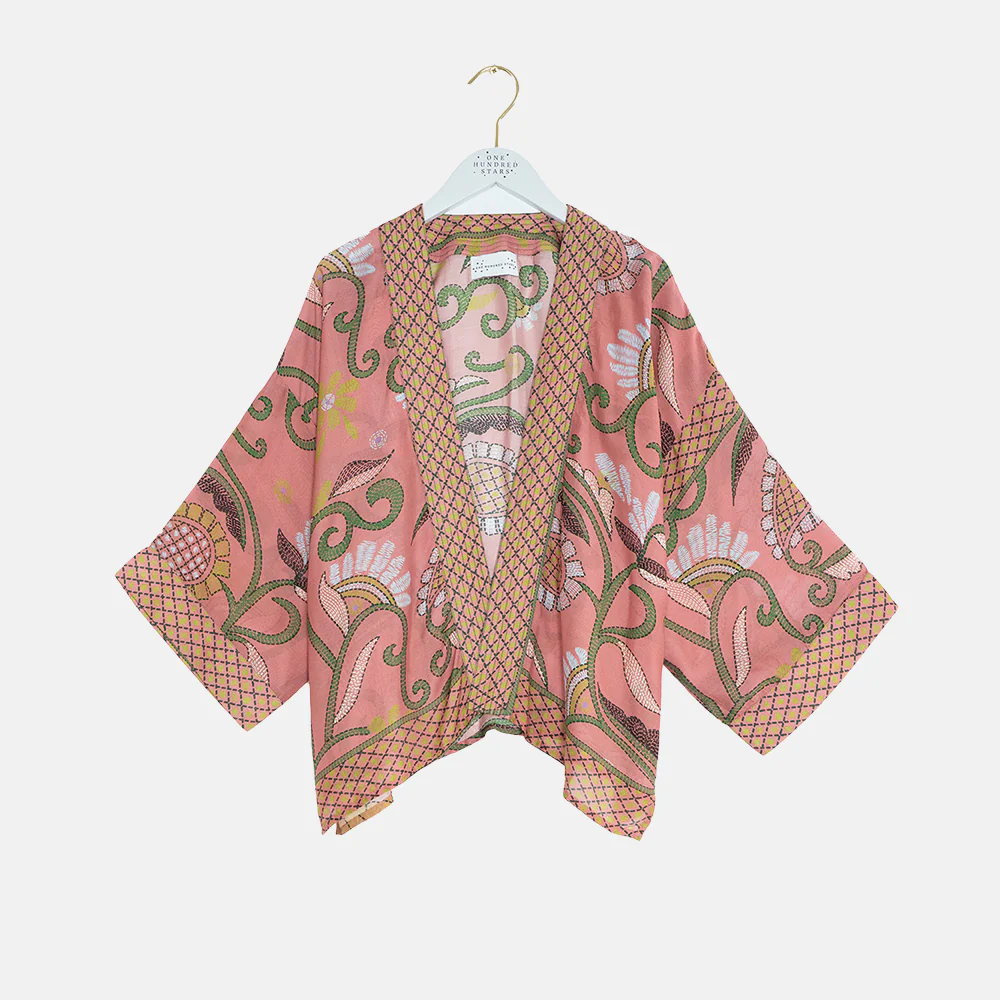 Dusky Pink Giant Kantha Short Kimono