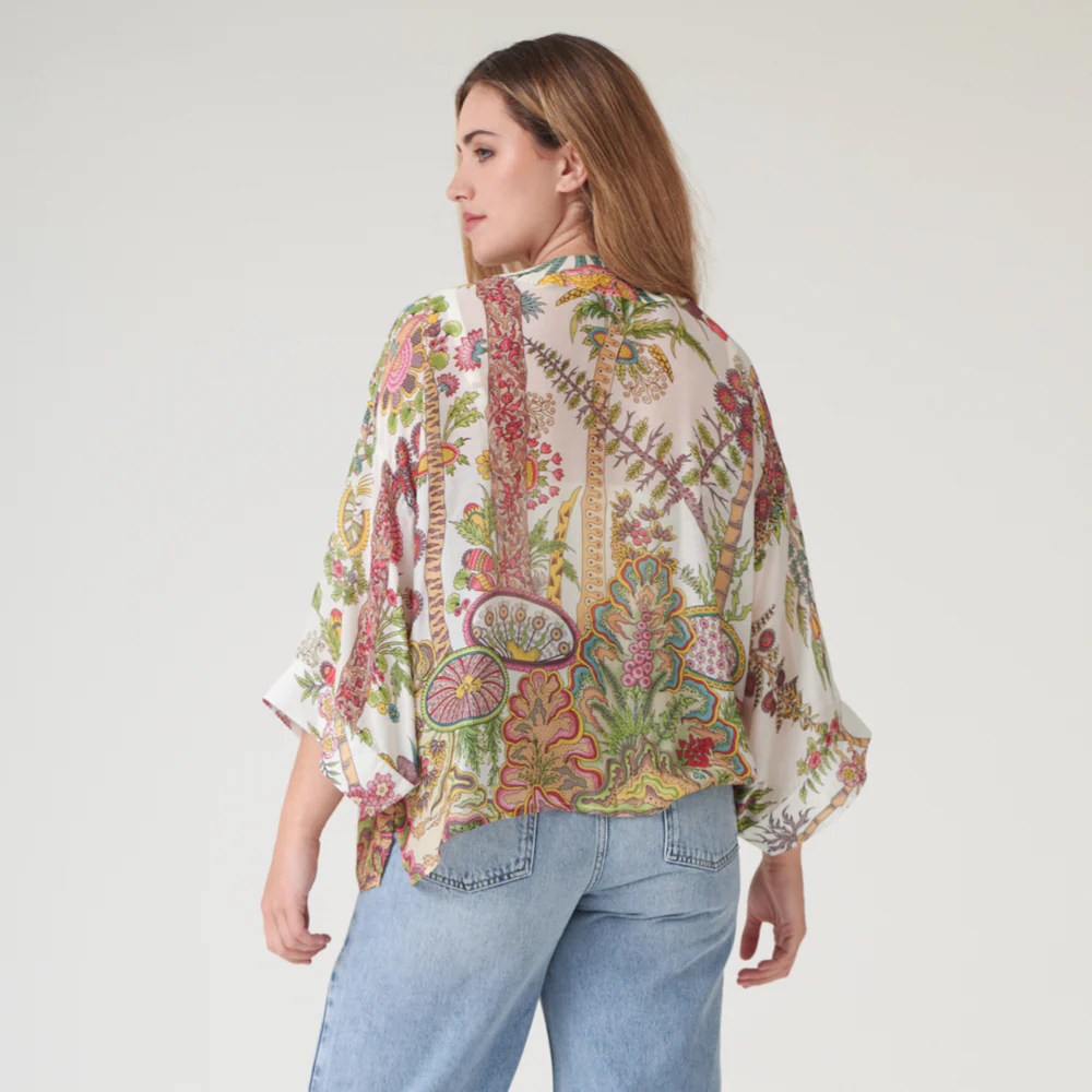 Ecru Boho Gardens Short Kimono - Image 2