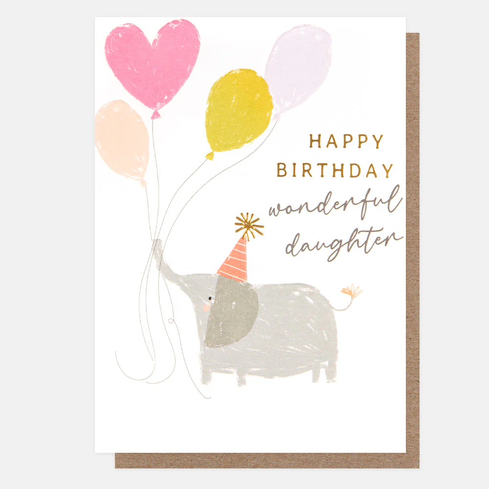 Elephant With Balloons Birthday Card For Daughter