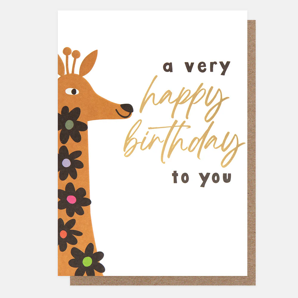 Flower Giraffe Birthday Card