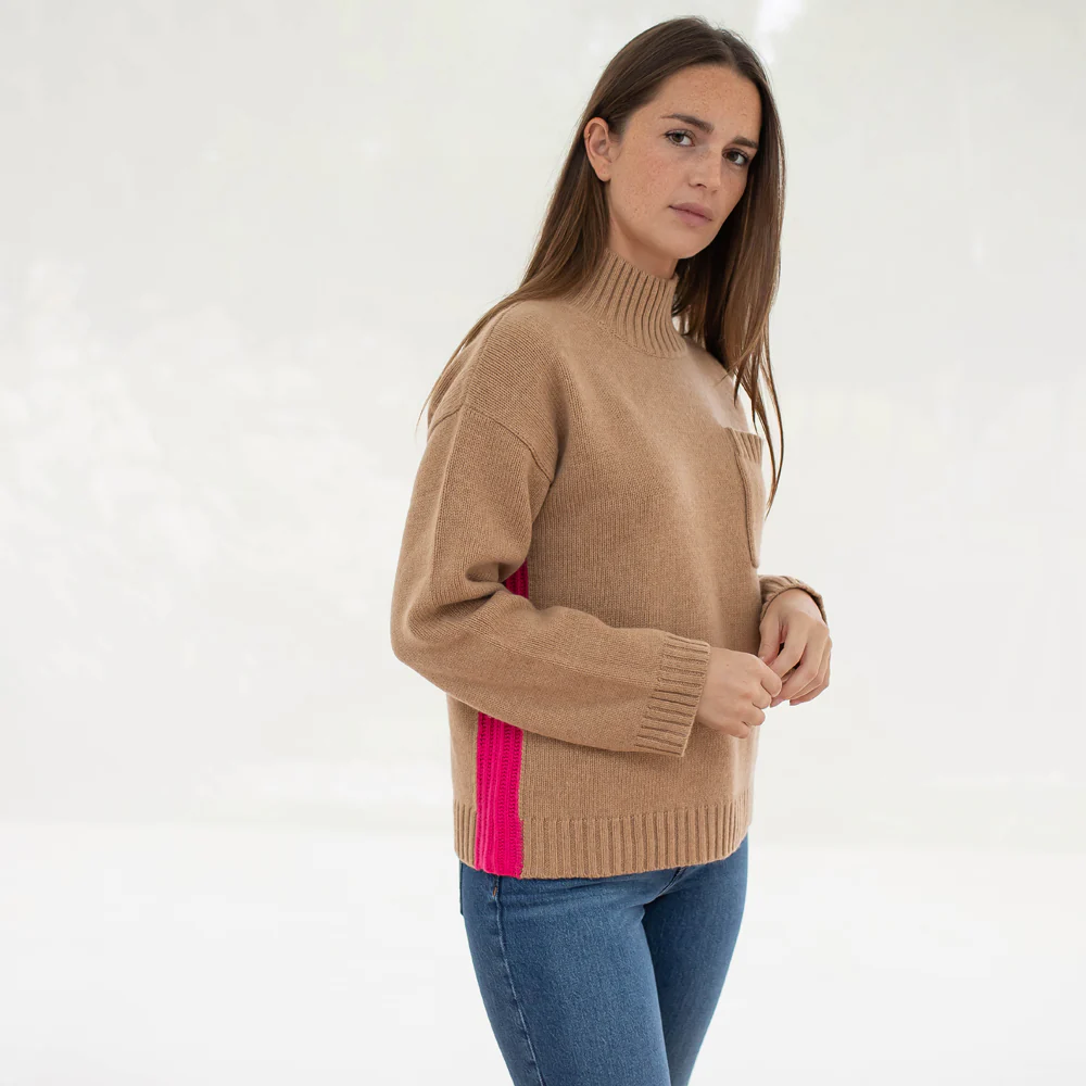 Fudge/Pink Merino & Cashmere Jumper