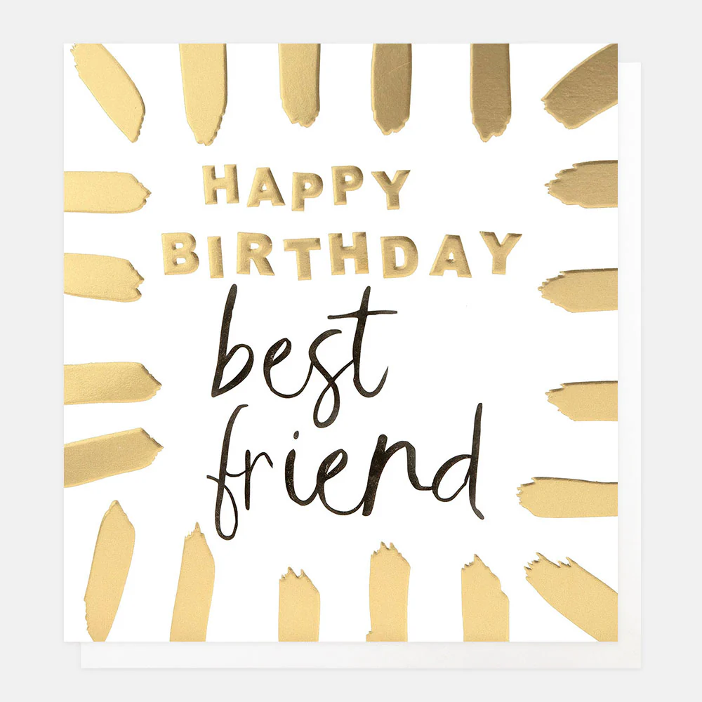 Gold Brushstrokes Best Friend Birthday Card