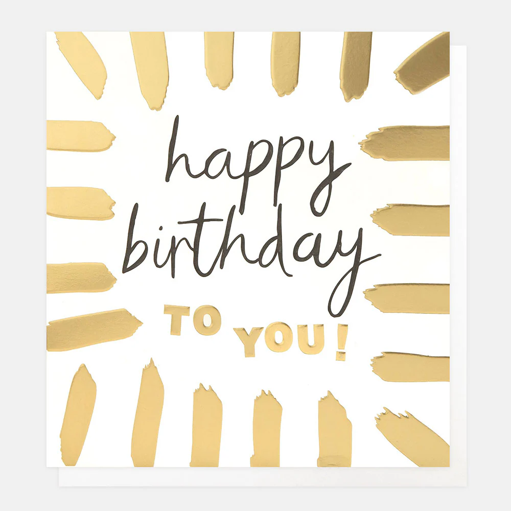 Gold Brushstrokes Happy Birthday Card