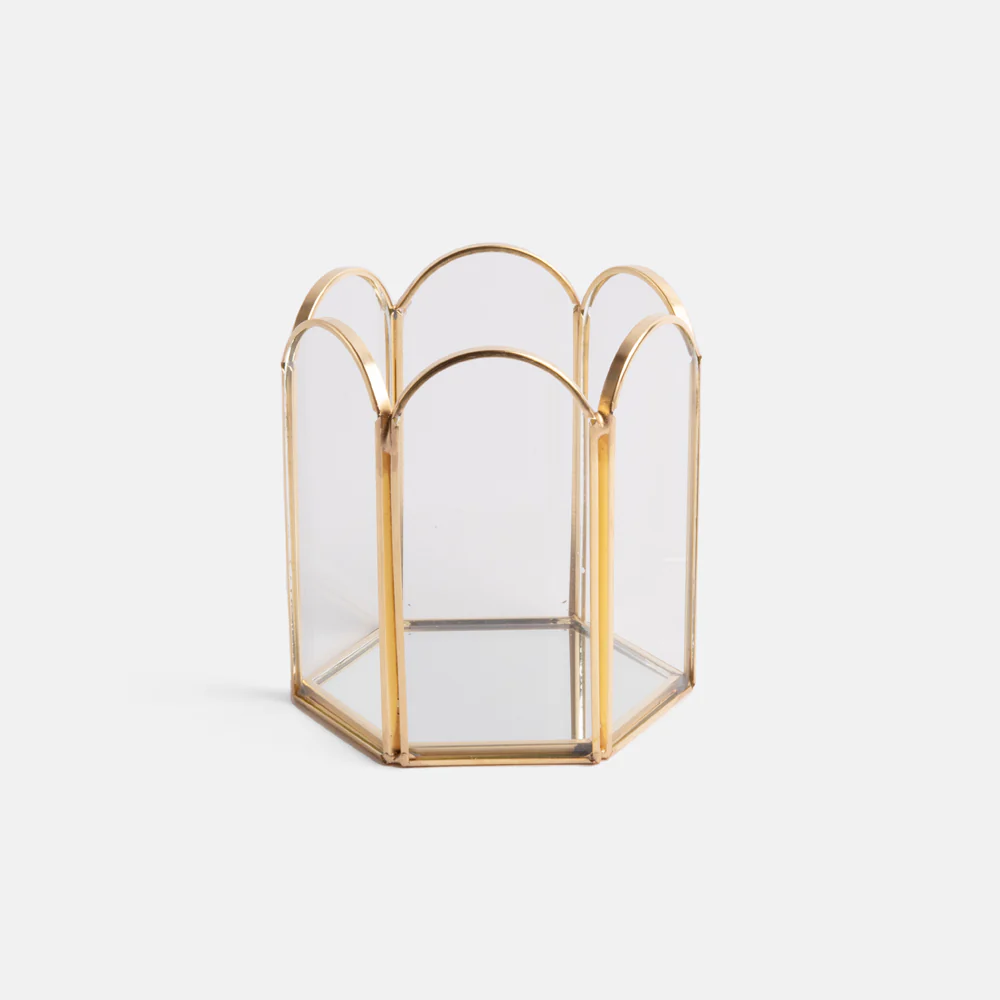 Gold/Glass Scallop Storage Pot