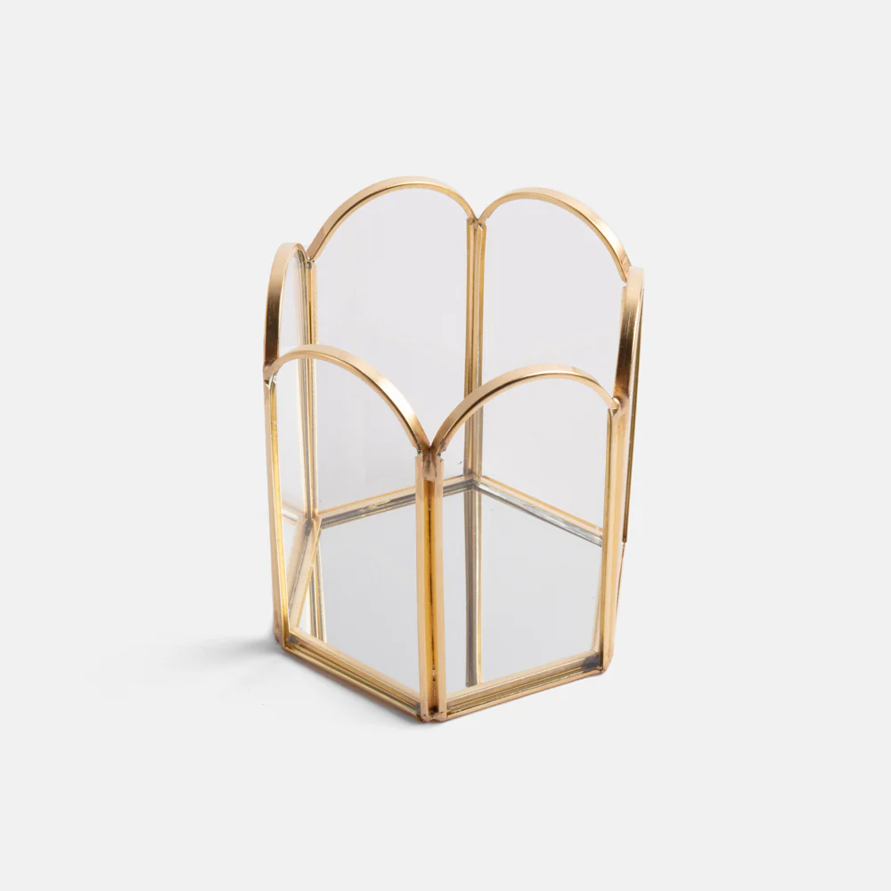 Gold/Glass Scallop Storage Pot - Image 3