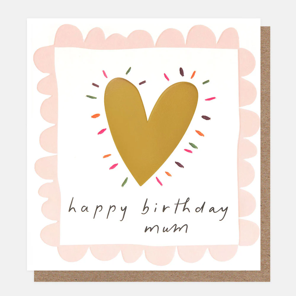 Gold Heart Scalloped Birthday Card For Mum