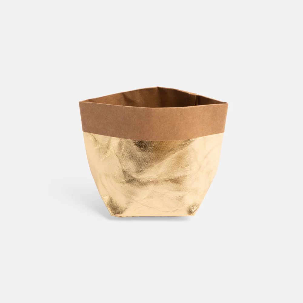 Gold/Kraft Outline Hearts Paper Storage Pots Set of 2 - Image 5