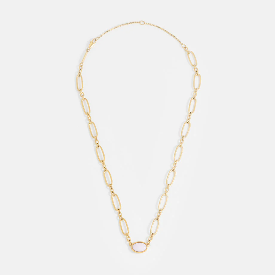 Gold Link & Rose Quartz Necklace