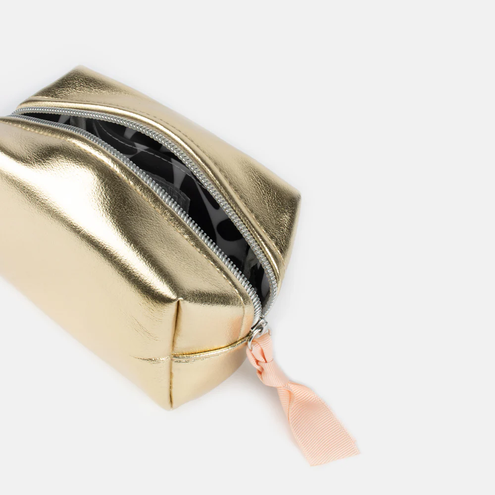 Gold Mini Cube Cosmetic Bag - Image 2