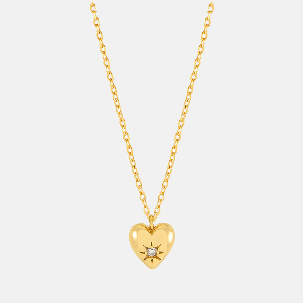 Gold Heart & CZ Necklace