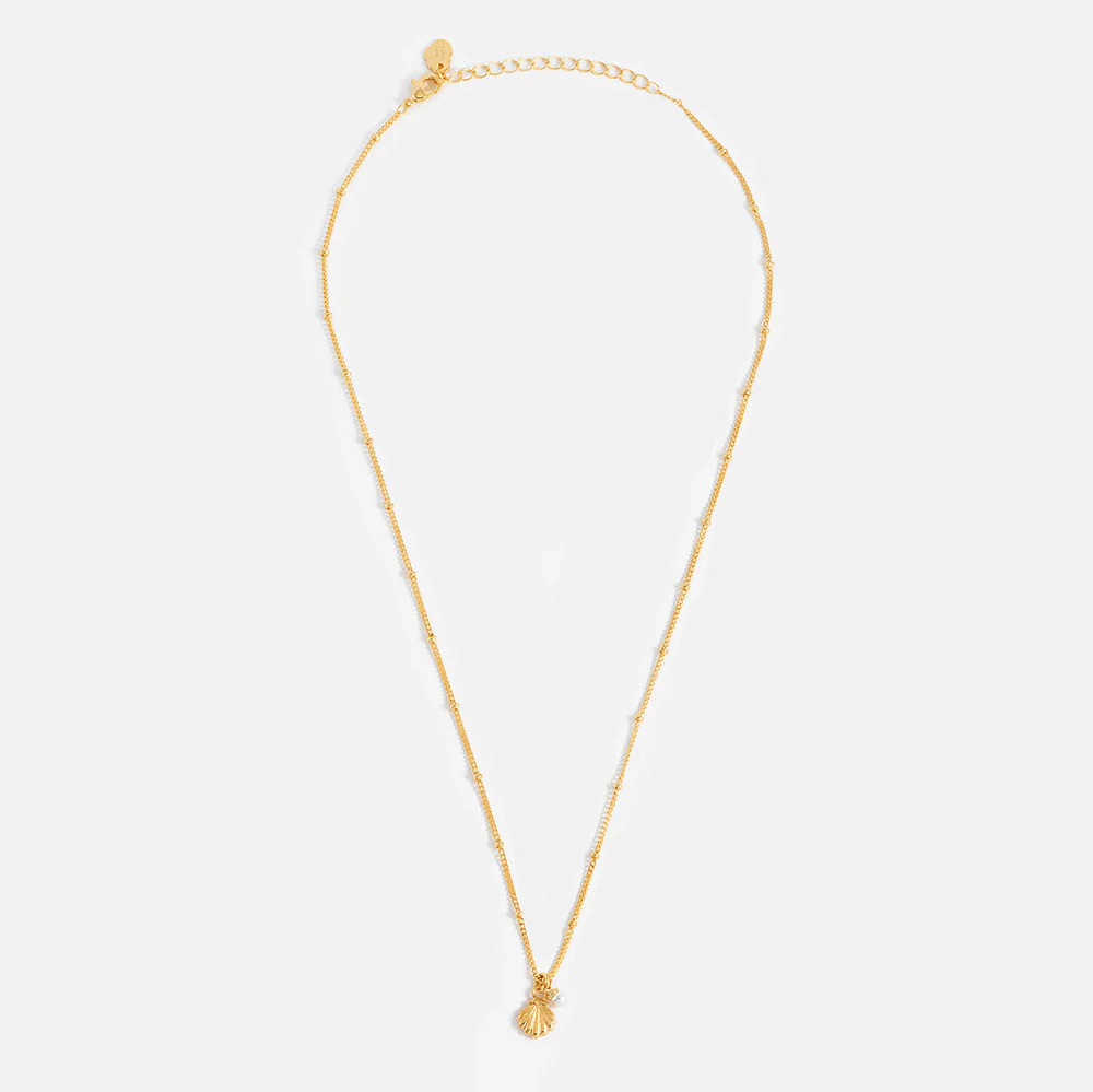 Gold Seashell Necklace With Pearl