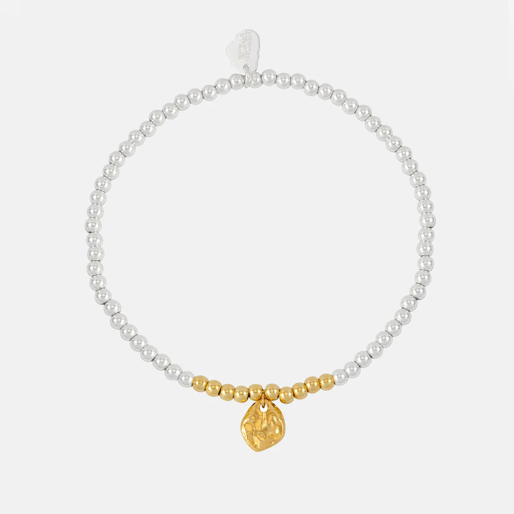Gold & Silver Hammered Charm Bracelet