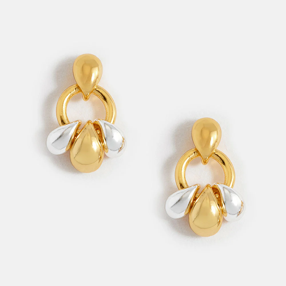 Gold & Silver Tiered Droplet Earrings
