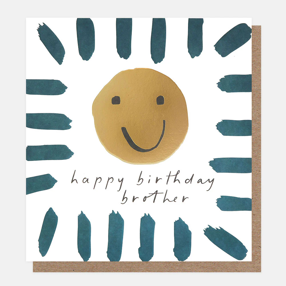 Gold Smiley Face Birthday Card For Brother