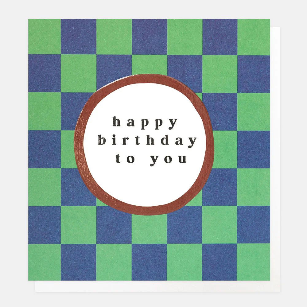 Green/Blue Grid Happy Birthday To You Card