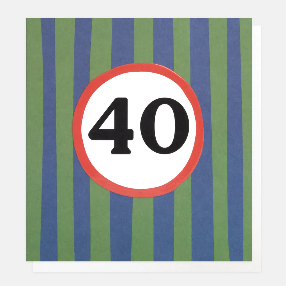 Green/Blue Stripe 40th Birthday Card