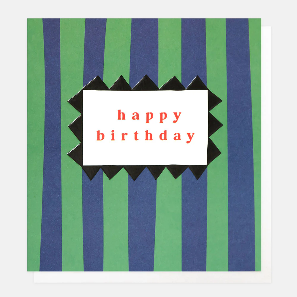 Green/Blue Stripe Happy Birthday Card