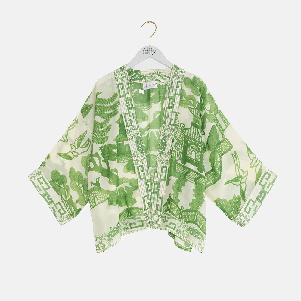 Green Giant Willow Short Kimono