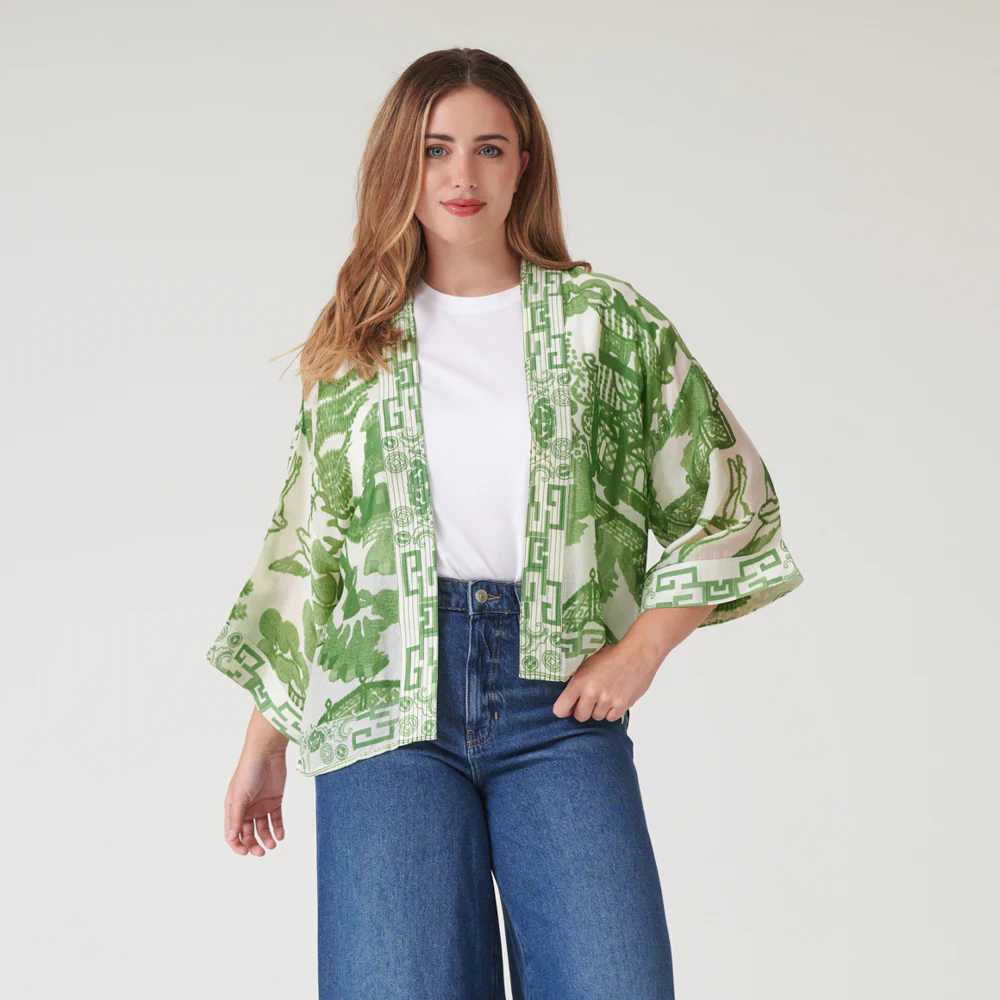 Green Giant Willow Short Kimono - Image 3