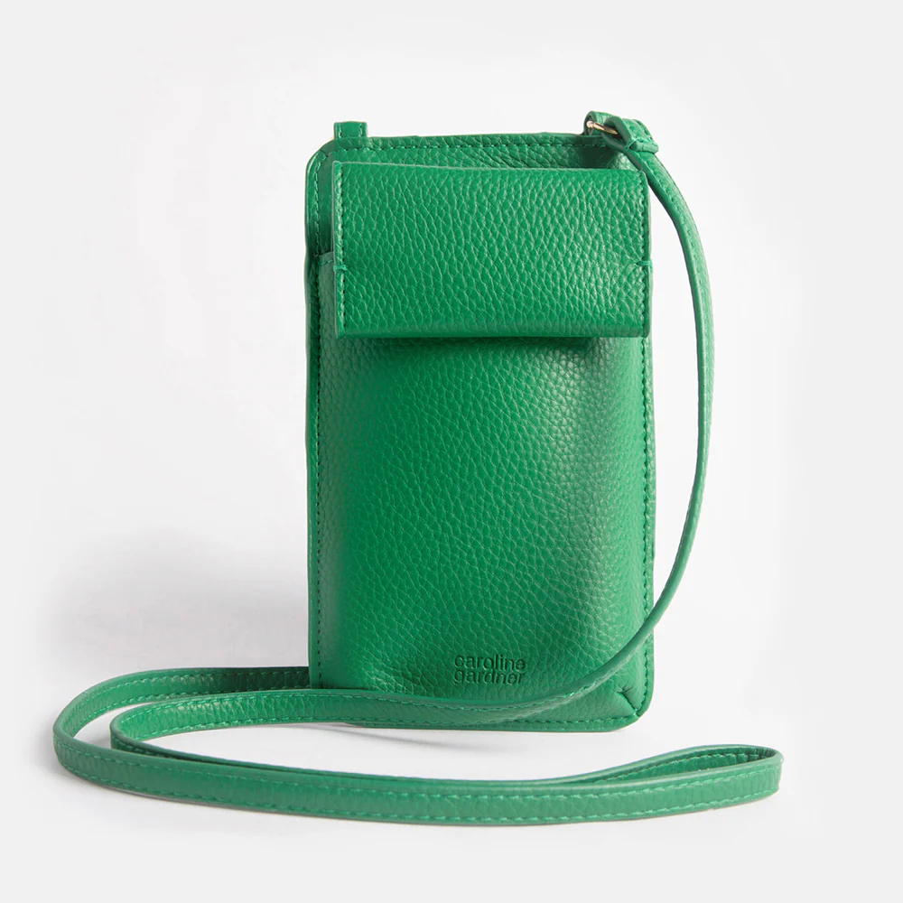 Green Vegan Leather Phone Bag