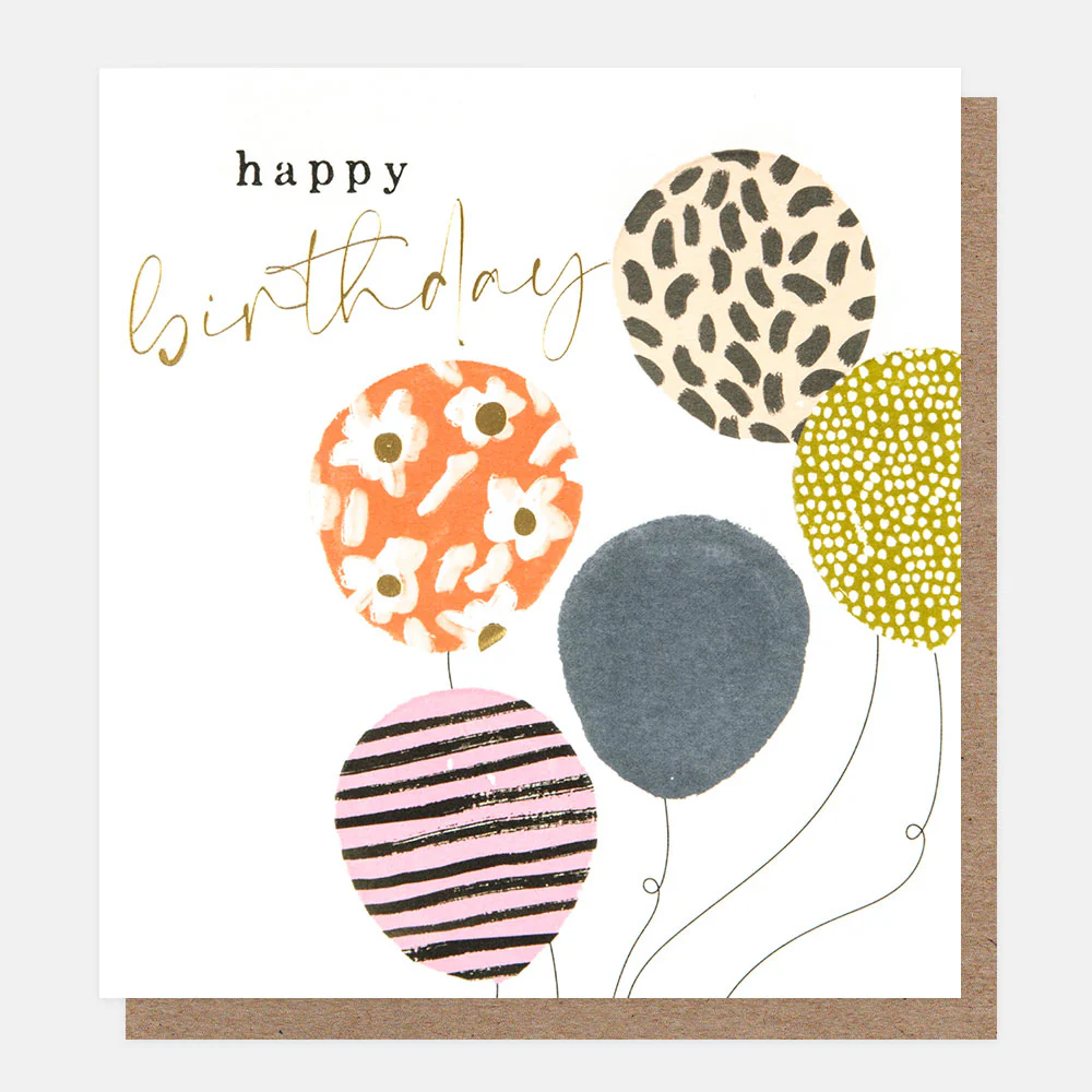 Patterned Balloons Happy Birthday Card