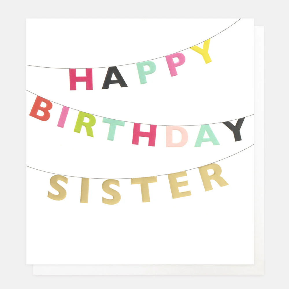 Colourful Bunting Happy Birthday Card For Sister