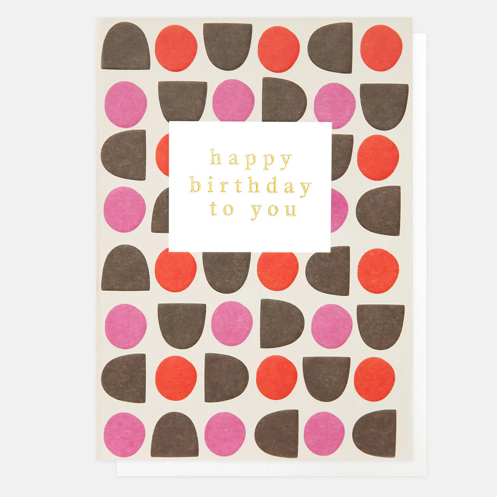 Pink & Red Geo Shapes Birthday Card