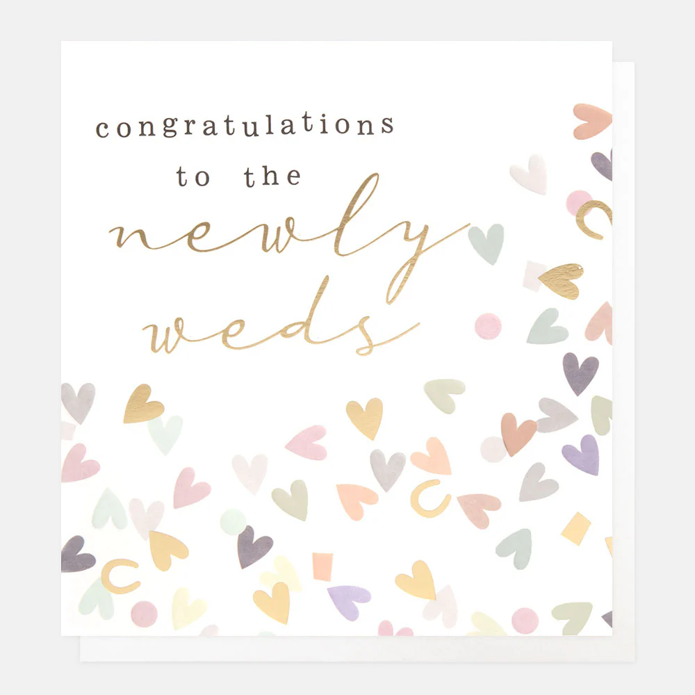Hearts Confetti Newlyweds Wedding Card
