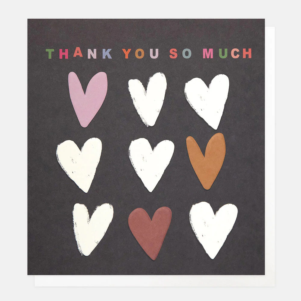 Hearts On Navy Thank You Card